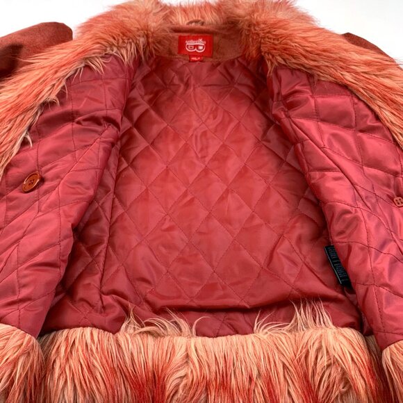 Y2K Genuine Suede Faux Fur Trim Jacket | 2000s Boho Moto Coat - Picture 6 of 7